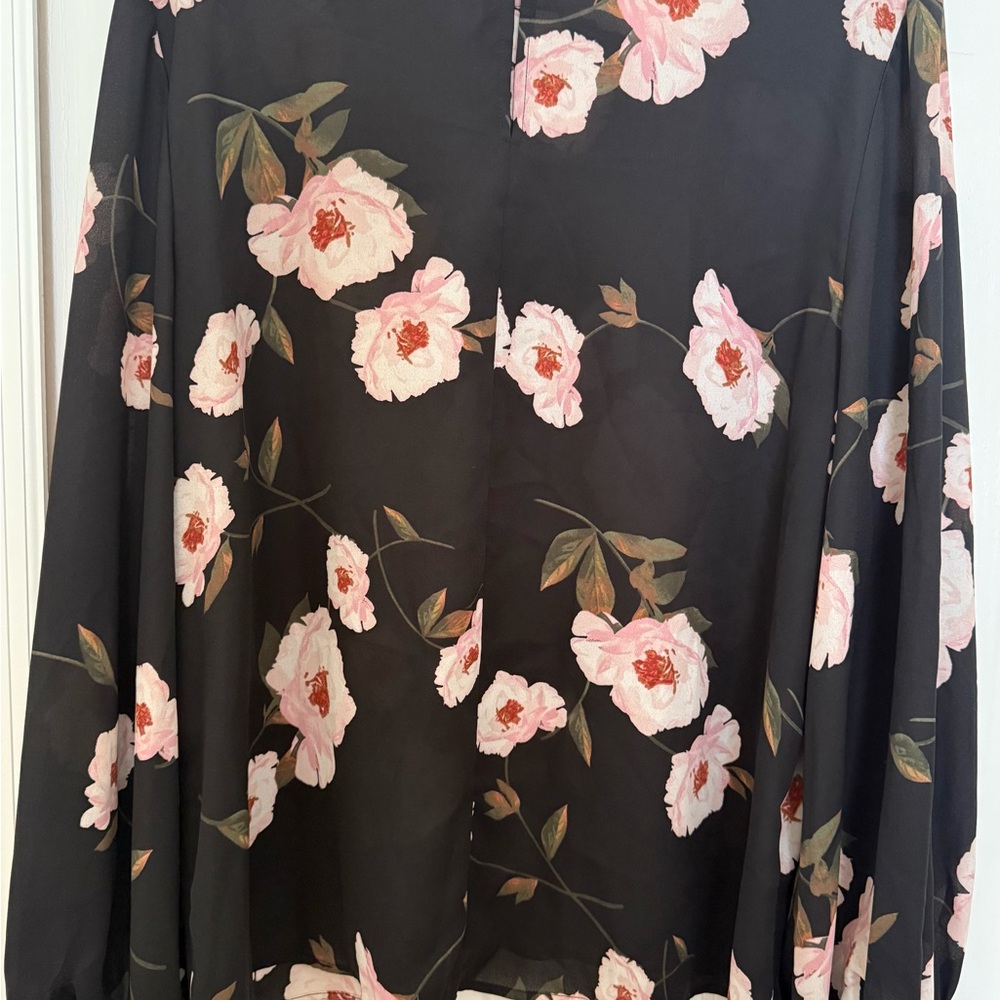 Worthington Floral Black Blouse Sz XL - Picture 5 of 6